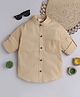 BAATCHEET Cotton Full Sleeves Camel Back Embroidered Shirt - Beige