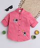 BAATCHEET Cotton Full Sleeves Astronaut Embroidered Shirt - Pink