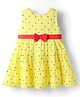 Babyhug Cotton Woven Sleeveless Frock With Polka Dot Print & Belt - Yellow