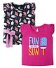 Nino Togs Cotton Pack Of 2 Cap Sleeves Fun In The Sun Text & Ice Creams Printed Tees - Black & Pink