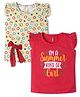 Nino Togs Cotton Pack Of 2 Cap Sleeves Im A Summer Kind Of Girl Text & Bears Printed Tees - Light Yellow & Red
