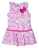 Nino Togs Cotton Sleeveless Floral Printed Bow Applique Detailed Dress - Pink
