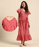Blush 9 Rayon Flutter Sleeves Floral Printed Maternity Dress With Nursing Access - Red