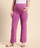 Blush 9 Cotton Solid High Waist Maternity Palazzo - Purple