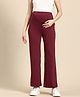 Blush 9 Viscose Solid High Waist Maternity Palazzo - Maroon