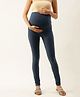 Blush 9 Cotton Spandex Solid High Waist Maternity Leggings - Antra Navy Blue