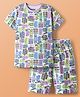 Pine Kids Single Jersey Knit Half Sleeves Co-ords Shorts Night Suit with Skating Print - White