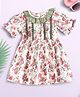 Bella Moda Cotton Half Volume Sleeves Cherries Printed Lace Detailed Dress - Red