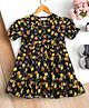 Bella Moda Cotton Half Puffed Sleeves Mangoes Printed Dress - Black