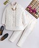 Ahhaaaa Silk Blend Full Sleeves Solid Kurta Pant With Threadwork Detailed Jacket Set - Cream