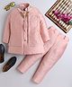 Ahhaaaa Silk Blend Full Sleeves Solid Kurta Pant With Threadwork Detailed Jacket Set - Pink