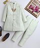 Ahhaaaa Silk Blend Full Sleeves Leaves Embroidered Sherwani & Pant Set - Green