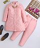 Ahhaaaa Silk Blend Full Sleeves Leaves Embroidered & Sequins Embellished Sherwani & Pant Set - Pink