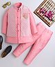 Ahhaaaa Silk Blend Full Sleeves Solid Kurta & Pant With Floral Embroidered Jacket Set - Pink