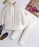 Ahhaaaa Silk Blend Full Sleeves Solid Kurta Pant With Abstract Embroidered Jacket Set - Gold
