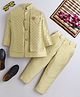 Ahhaaaa Cotton Silk Blend Full Sleeves Floral Embroidered Sequins Embellished Sherwani & Pant Set - Light Green