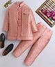 Ahhaaaa Cotton Silk Blend Full Sleeves Floral Embroidered Sequins Embellished Sherwani & Pant Set - Orange