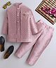 Ahhaaaa Cotton Silk Blend Full Sleeves Floral Embroidered Sequins Embellished Sherwani & Pant Set - Pink