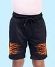 NUSYL Cotton Blend Flames Printed Shorts - Black