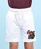 NUSYL Cotton Blend Ninja Text Printed Shorts - White