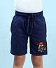 NUSYL Cotton Blend Ninja Text Printed Shorts - Navy Blue
