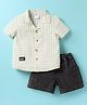 Simply Premium Cotton Knit Half Sleeves Shirt & Shorts Set with Checks - Offwhite & Black