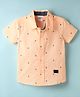 Simply Premium Cotton Woven Half Sleeves Ship Printed & Striped Shirt - Orange
