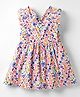 Simply Premium Cotton Woven Frill Sleeves Frock With Floral Print - White