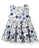 Simply Premium Cotton Woven Sleeveless Frock With Floral Print - Blue & White