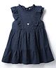 Simply Premium Cotton Woven Sleeveless Frock With Frills - Navy Blue