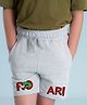 NUSYL Cotton Blend Roar Text Printed Shorts - Grey