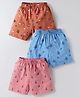 Zero Sinker Knit Above Knee Length Vehicles Print Shorts Pack Of 3 - Pink Light Blue & Brown