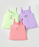 Zero Sinker Knit Singlet Sleeves Slips with Animal Print Pack of 3 - Coral Lilac & Limegreen