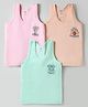 Zero Sinker Knit Sleeveless Vests with Gaming Print Pack of 3 - Peach Pink & Aqua Blue