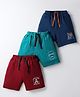 Zero Sinker Knit Above Knee Length Text Print Shorts Pack Of 3 - Maroon Teal Blue & Navy Blue