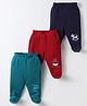 Zero Sinker Woven Bootie Leggings With Text Print Pack Of 3 - Navy Blue Teal Blue & Maroon
