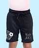NUSYL Cotton Blend Goal Text Printed Shorts - Black