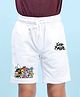 NUSYL Cotton Blend Keep Smiling Text Printed Shorts - White