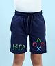 NUSYL Cotton Blend Lets Play Text Printed Shorts - Navy Blue