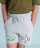 NUSYL Cotton Blend Let'S Play Text Printed Shorts - Grey