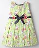 Enfance Core Sleeveless Floral Printed & Applique Detailed Pleated Dress - Parrot Green