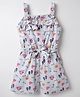 Enfance Core Cotton Sleeveless Girls Accessories Printed & Striped Jumpsuit With Belt - Grey