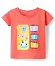 Enfance Core Embosis Hosiery Half Sleeves Animals Printed Tee - Peach