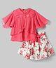Enfance Core Half Flared Sleeves Floral Applique Top With Skirt - Gajari