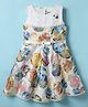 Enfance Core Sleeveless Lace Embellished Floral Printed & Applique Dress With Belt - White