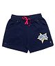Femea Sinker Smile Text Printed Shimmered Shorts - Navy Blue