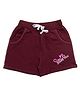 Femea Sinker Smile Text Printed Shimmered Shorts - Wine