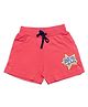 Femea Interlock Star Text Embroidered Shimmered Shorts - Coral