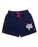 Femea Interlock Star Text Embroidered Shimmered Shorts - Navy Blue