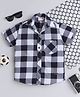 BAATCHEET Cotton Half Sleeves Checked Shirt - Navy Blue